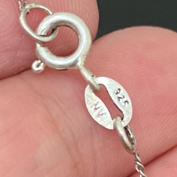 Vintage 925 NV Sterling Silver Jade Marcasite Teardrop Pendant 18” Necklace 3g. - Picture 14 of 16